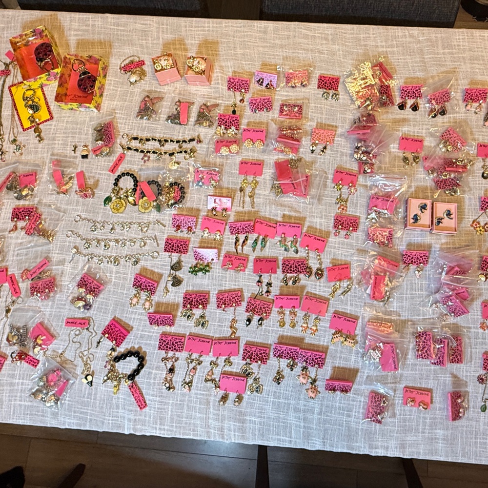 200 piece Betsey Johnson Jewelry Collection-earrings, bracelets, necklaces etc.!
